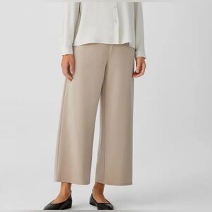 NWT Eileen Fisher Silk Georgette Wide Leg Pant in Stone Taupe - Size 12.